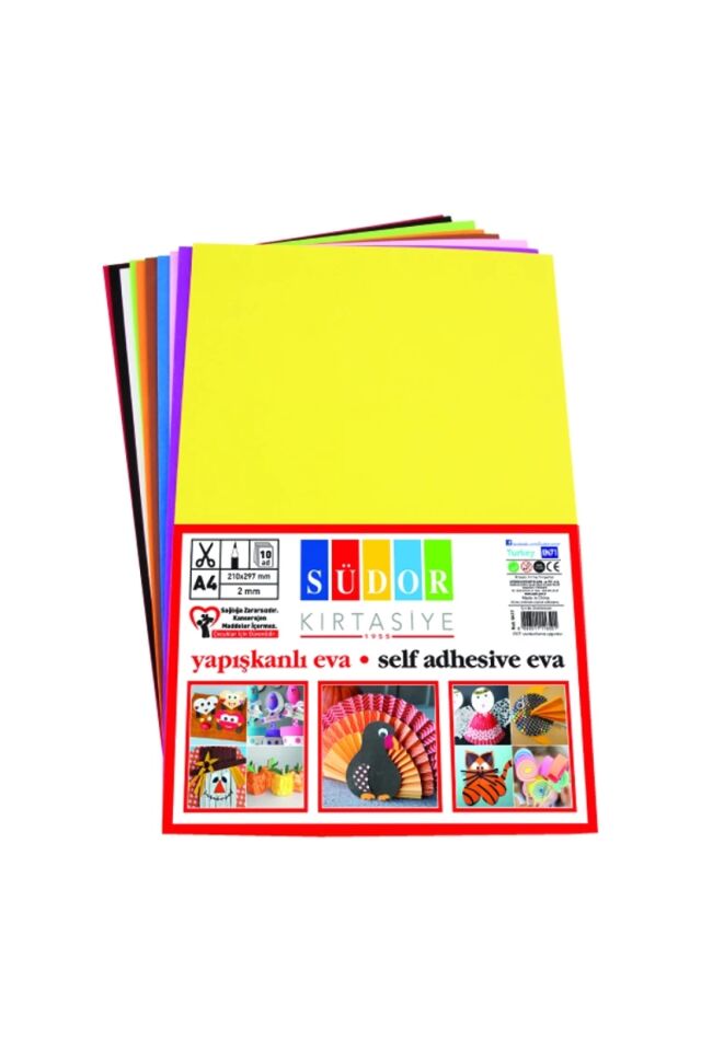 Yapışkanlı Eva 20x30 Cm 2 Mm 10 Renk