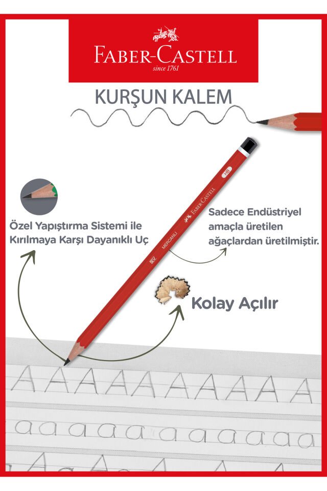 Köşeli Mercanlı Mavi Kurşun Kalem 12'li HB Uç, Kırılmaya Dayanıklı, İz Bırakmadan Silinir 3 renk
