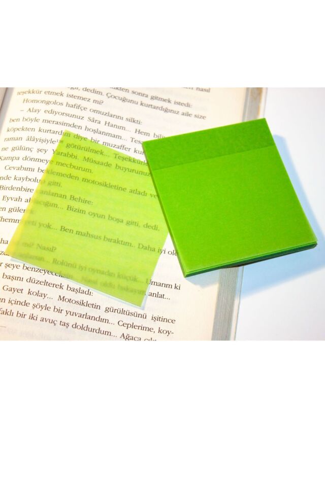 Şeffaf Yapışkanlı Not Kağıdı / Transparan Sticky Notes - 50 Yapraklı YEŞİL