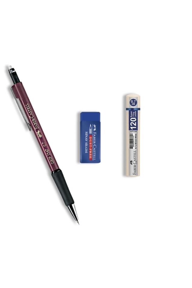 Faber-castell Grip 1347 Uçlu Kalem Bordo 0.7 Mm + Uç + Sınav Silgisi Bordo