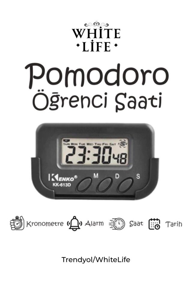 Pomodoro Öğrenci Saati - Kronometreli Ders Çalışma Saati - Dijital Masa Saati