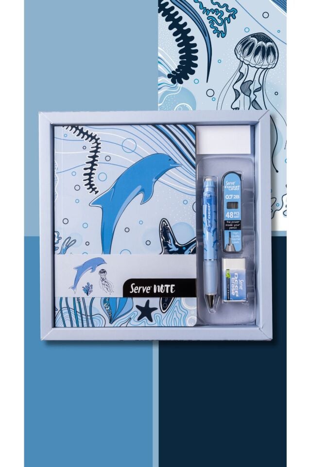 Deep Hediye Seti - Defter, Serve Deep Uclu Kalem, Silgi, Min