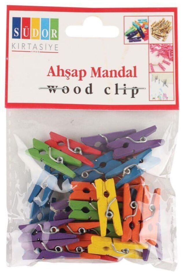 Renkli Ahşap Mandal Küçük Mini Mandal (30 Adet) Bs-99
