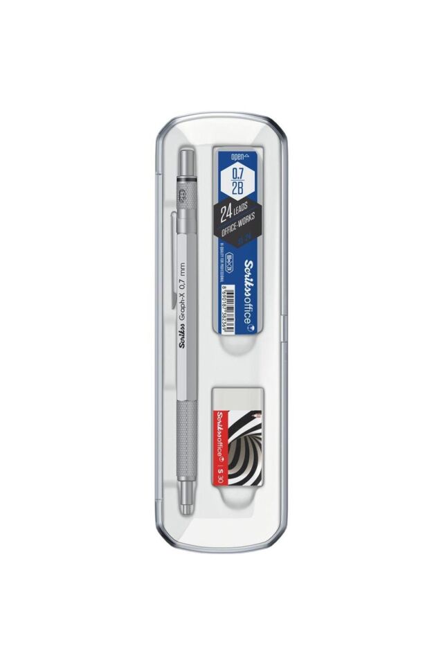 Graph-X 3'lü Set Mekanik Kurşun Kalem 0.7 mm Saten Gri