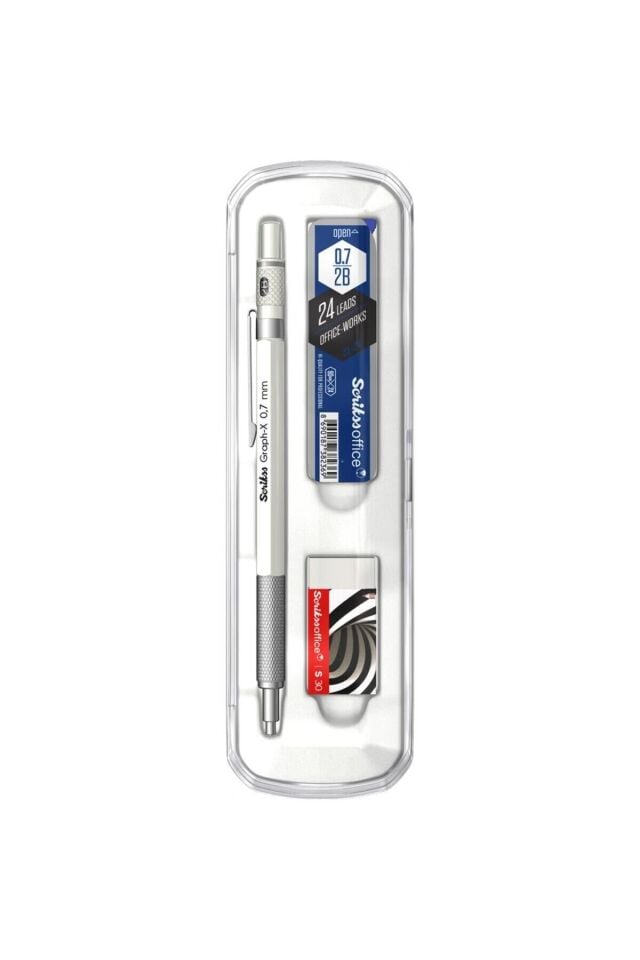 Graph-X 3'lü Set Mekanik Kurşun Kalem 0.7 mm Mat Beyaz