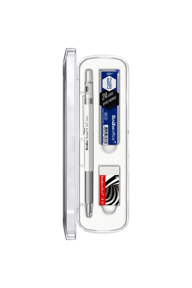 Graph-X 3'lü Set Mekanik Kurşun Kalem 0.7 mm Mat Beyaz