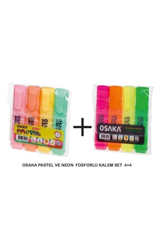 Pastel Ve Neon Fosforlu Kalem Set 4+4i turuncu
