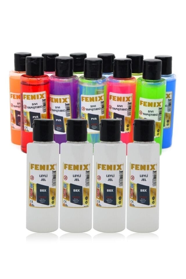 16 Parça Slime Yapım Seti - 12 Adet Slime Slaym Jeli + 4 Adet Sıvı Boraks.hsx KARIŞIK