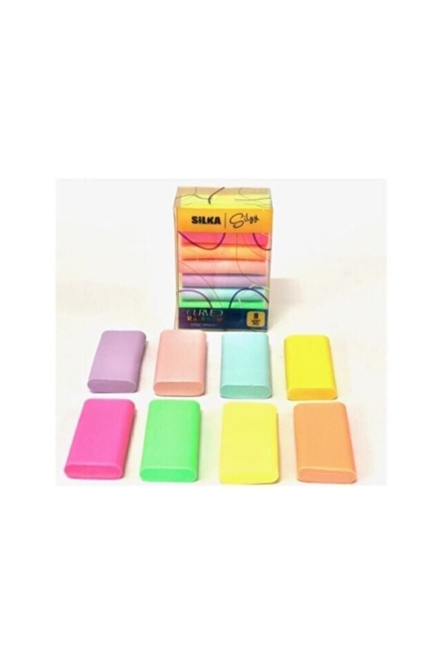  Pastel Renkli 8 Adet Silgi - 8 Farklı Renk