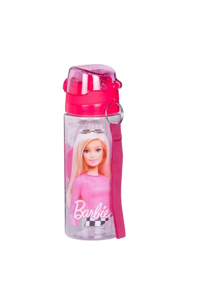 Wiggle 500ml Barbie Pipetli Askılı Kilitlenebilir Su Matarası Pembe2