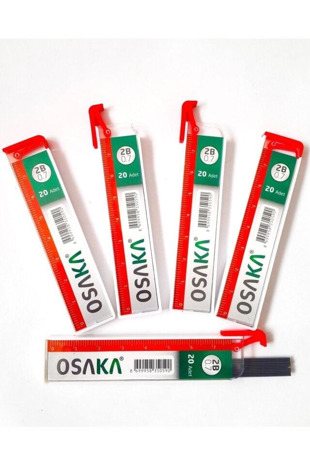 5 Adet Cetvelli Çakmaklı Kapak Osaka 75mm 20'li 07mm 2b Kalem Ucu