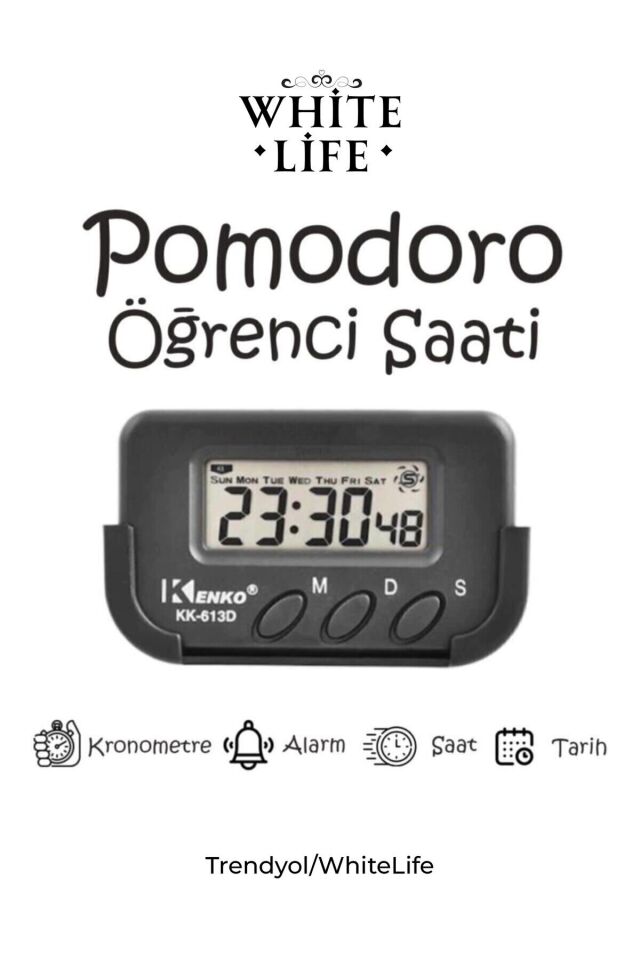 Pomodoro Öğrenci Saati - Kronometreli Ders Çalışma Saati - Dijital Masa Saati