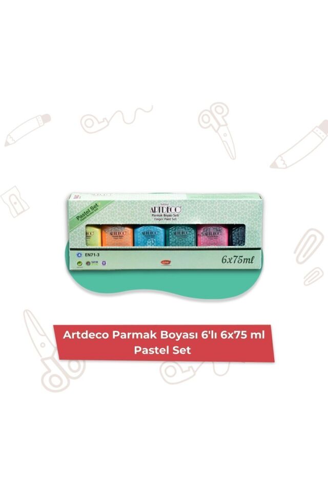 6*75 ml Pastel Renk Parmak Boya ( 6 Renk)