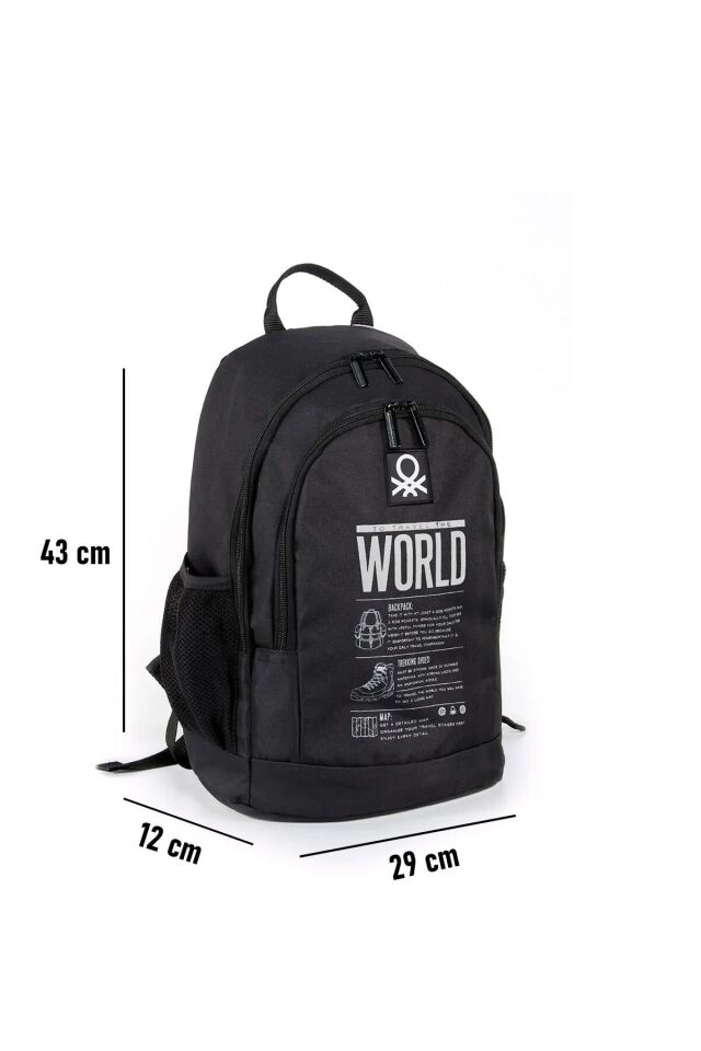 ''The World'' Çift Bölmeli Okul Sırt Çantası Siyah / 03830