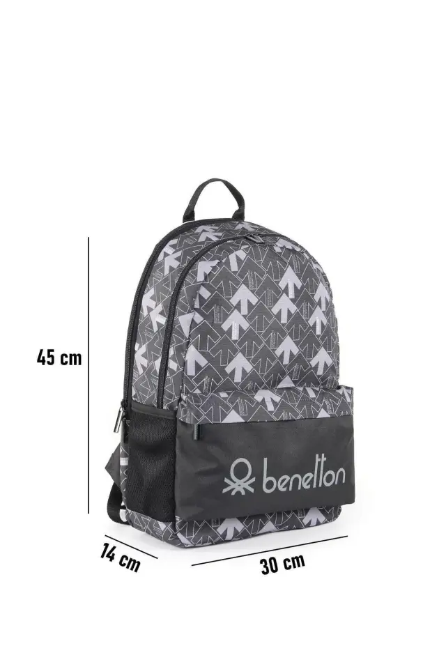 Benetton Okul Çantası (Siyah - Çift Bölmeli)