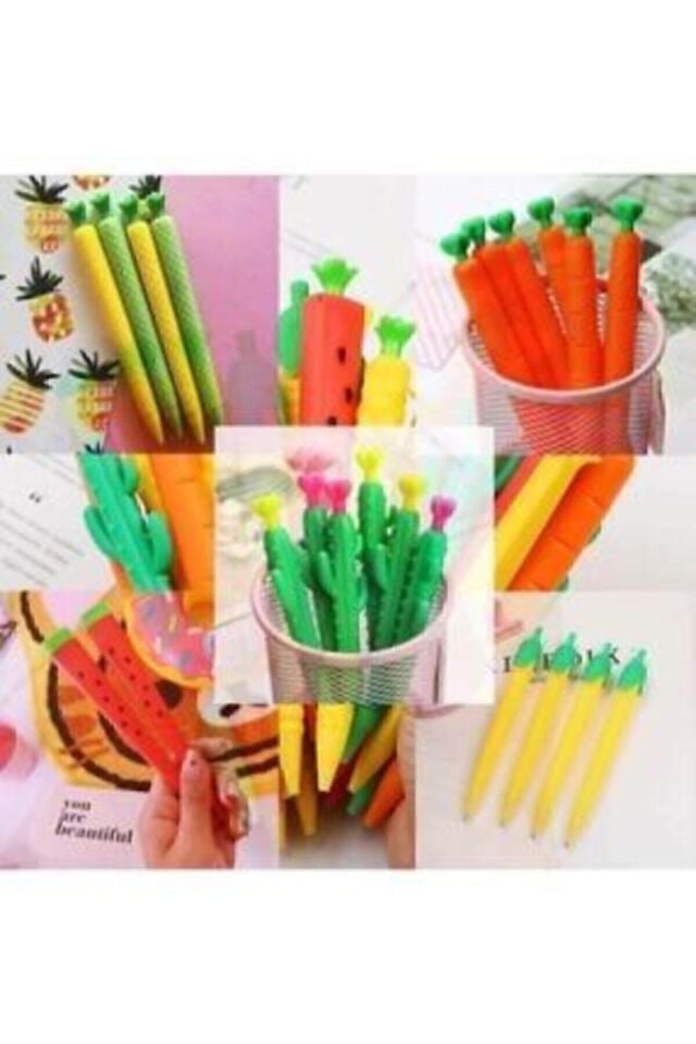 5'li 0.7 Uçlu Versatil Kalem Seti - Kaktüs, Karpuz,mısır,ananas,havuç 5'li