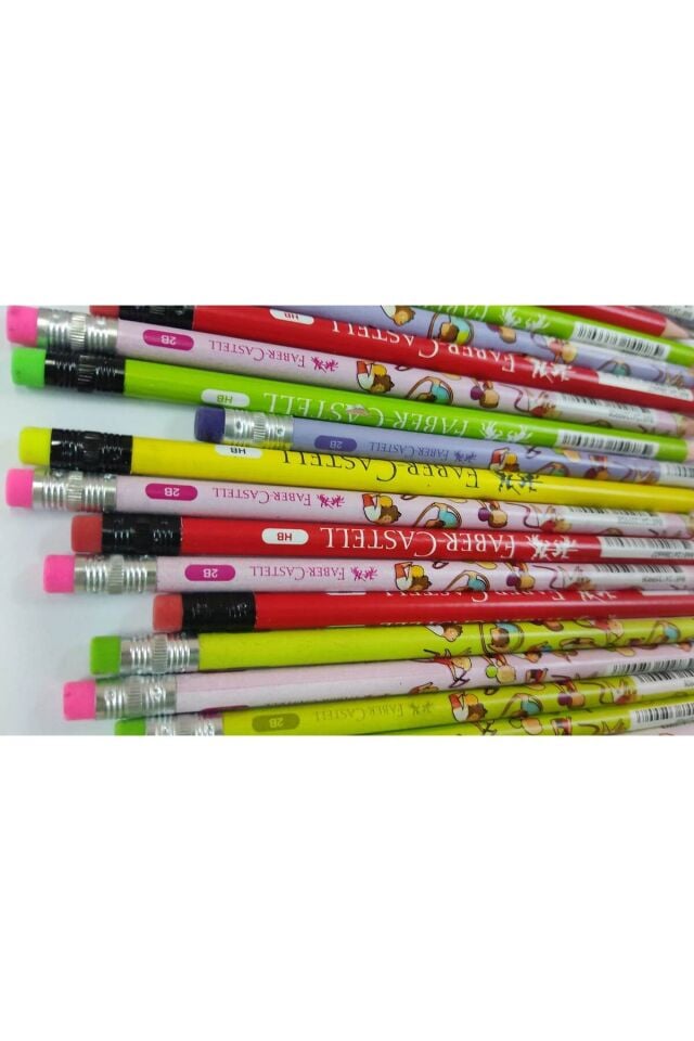 Kurşun Kalem-faber-castell Hb/2b 12'li Rengarenk Silgili Kalemler KARIŞIK